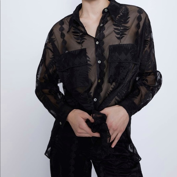Zara embroidered organza shirt - Picture 3 of 16
